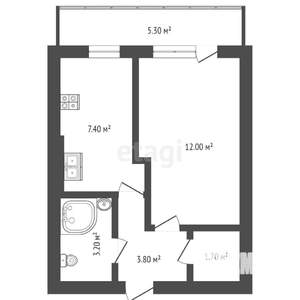 1-к квартира, вторичка, 30м2, 1/3 этаж