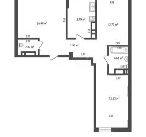 3-к квартира, вторичка, 73м2, 14/25 этаж