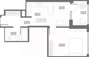 1-к квартира, вторичка, 40м2, 16/24 этаж