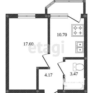 1-к квартира, вторичка, 36м2, 1/17 этаж