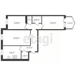3-к квартира, вторичка, 69м2, 6/10 этаж