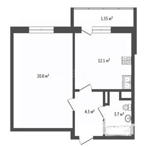 1-к квартира, вторичка, 40м2, 12/25 этаж