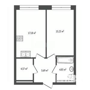 1-к квартира, вторичка, 48м2, 11/14 этаж