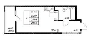 Студия квартира, вторичка, 30м2, 10/25 этаж