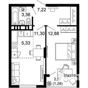 2-к квартира, вторичка, 41м2, 8/10 этаж