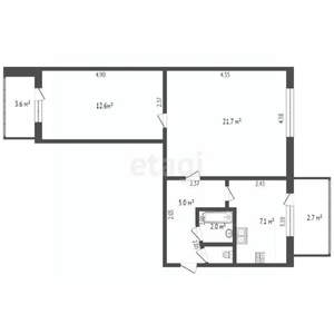 2-к квартира, вторичка, 50м2, 4/9 этаж