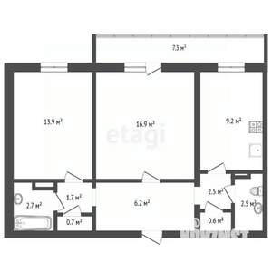 2-к квартира, вторичка, 57м2, 11/17 этаж