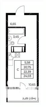 Студия квартира, вторичка, 24м2, 11/25 этаж
