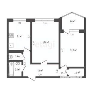 2-к квартира, вторичка, 54м2, 5/9 этаж
