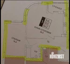 2-к квартира, сданный дом, 54м2, 12/24 этаж