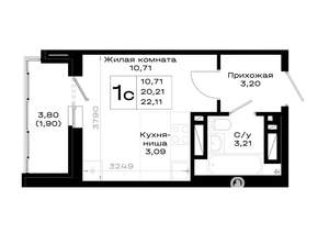 Студия квартира, вторичка, 22м2, 19/20 этаж