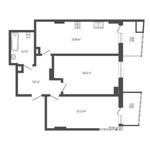 2-к квартира, вторичка, 60м2, 23/26 этаж