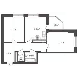 2-к квартира, вторичка, 59м2, 6/24 этаж
