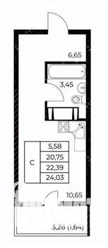 Студия квартира, вторичка, 24м2, 22/25 этаж