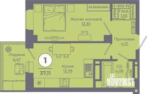 1-к квартира, вторичка, 37м2, 5/24 этаж