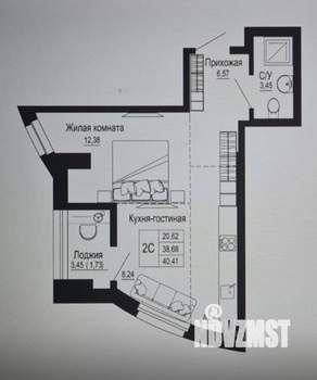1-к квартира, вторичка, 40м2, 6/24 этаж