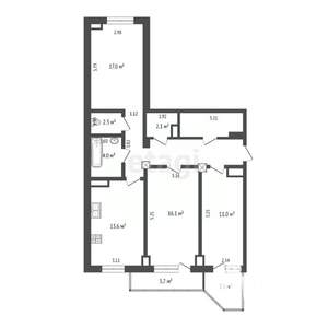 3-к квартира, вторичка, 90м2, 8/19 этаж