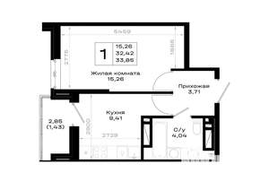 1-к квартира, вторичка, 34м2, 9/20 этаж