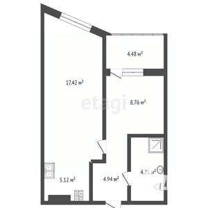 1-к квартира, вторичка, 43м2, 24/26 этаж