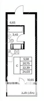 Студия квартира, вторичка, 24м2, 4/25 этаж