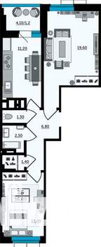 2-к квартира, вторичка, 57м2, 23/24 этаж