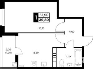 1-к квартира, вторичка, 40м2, 9/20 этаж
