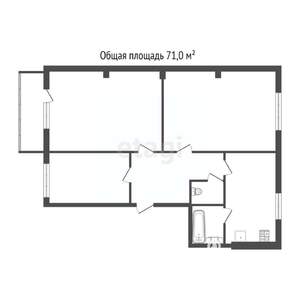 3-к квартира, вторичка, 70м2, 2/2 этаж