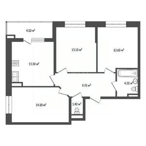 3-к квартира, вторичка, 71м2, 12/12 этаж