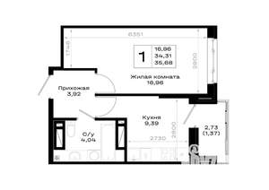 1-к квартира, вторичка, 36м2, 20/20 этаж