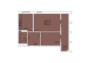 2-к квартира, вторичка, 60м2, 12/24 этаж