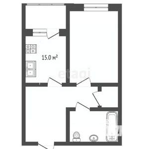 1-к квартира, вторичка, 54м2, 2/18 этаж