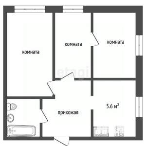 3-к квартира, вторичка, 42м2, 2/2 этаж