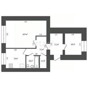 2-к квартира, вторичка, 48м2, 1/9 этаж