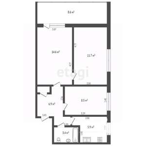 3-к квартира, вторичка, 63м2, 1/5 этаж