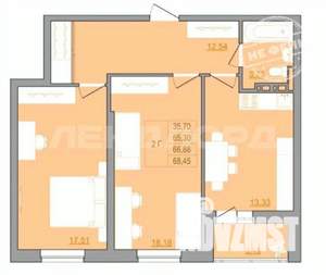 2-к квартира, вторичка, 69м2, 2/22 этаж