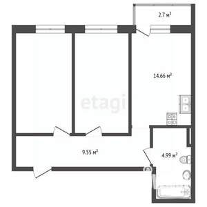 2-к квартира, строящийся дом, 58м2, 16/26 этаж