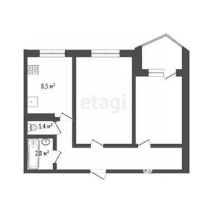 2-к квартира, вторичка, 54м2, 9/9 этаж