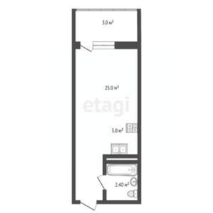 Студия квартира, вторичка, 25м2, 23/25 этаж