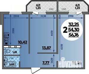2-к квартира, вторичка, 57м2, 11/17 этаж