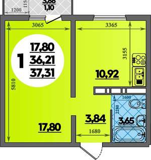 1-к квартира, вторичка, 37м2, 2/17 этаж