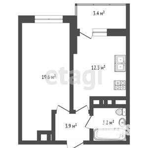 1-к квартира, вторичка, 43м2, 10/25 этаж