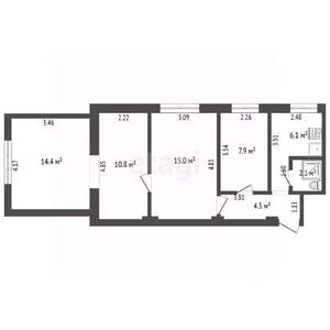 4-к квартира, вторичка, 61м2, 1/2 этаж