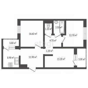 3-к квартира, вторичка, 77м2, 12/18 этаж