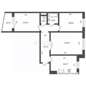 3-к квартира, вторичка, 66м2, 4/14 этаж