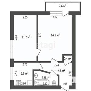 2-к квартира, вторичка, 40м2, 3/5 этаж