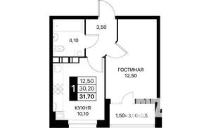 1-к квартира, вторичка, 32м2, 2/12 этаж