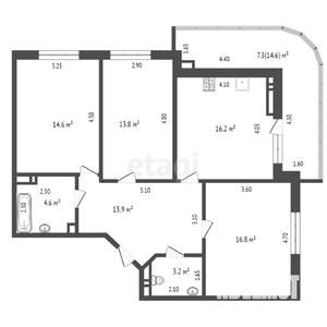 3-к квартира, вторичка, 97м2, 15/24 этаж