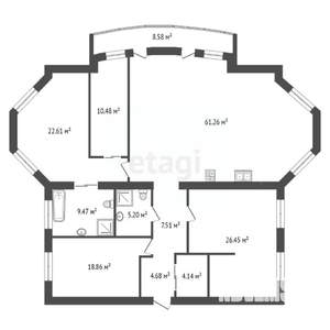 6-к квартира, вторичка, 180м2, 19/21 этаж