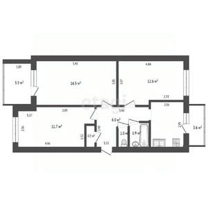 3-к квартира, вторичка, 60м2, 3/5 этаж