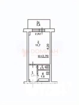 1-к квартира, вторичка, 20м2, 3/12 этаж